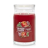 Yankee Candle Große Duftkerze im Glas mit rotem Apfelkranz.