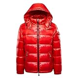Pamqsen Glänzende Daunenjacke Herren Damen Warme Parka Mantel Mit Kapuze Winter Schnee Unten Dicke Jacken Metall Glänzende Winterjacke Schwarz Langarm Wintermantel Mit Reiß
