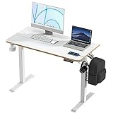 kowo Elektrisch Höhenverstellbarer Schreibtisch 120 cm, Ergonomisches Sitz-Stehpult, Computertisch mit Weißer Tischplatte, Stehpulte mit Typ A/C USB-Anschlüssen für Gaming, Büro und Lernen