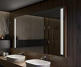 Badspiegel Premium 130x80 cm mit LED Beleuchtung und Abdeckung - Wählen Sie Zubehör - Individuell Nach Maß - Beleuchtet Wandspiegel Lichtspiegel Badezimmerspiegel - LED Farbe zu Wählen L131