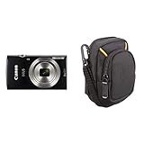 Canon IXUS 185 Digitalkamera (20 MP, 8X optischer Zoom, 6,8cm (2,7 Zoll) LCD Display, HD Movies) schwarz & Amazon Basics Kameratasche für Kompaktkameras, mittlere Größe