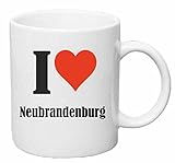 Reifen-Markt Kaffeetasse I Love Neubrandenburg Keramik Höhe 9,5cm ? 8cm in Weiß