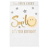 Sheepworld, Gruss und Co - 47263 - Licht Tüte, Geburtstag, Smile It´s Your Birthday, Papier, schwerentflammbar, mit Teelicht, 10,5cm x 15cm x 7cm