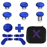 eXtremeRate 13 in 1 Metall Tasten Set für Xbox Elite Series 2 Controller, Megnetic Thumbsticks/D-Pad/Trigger Paddles&Tragtasche Zubehör für Xbox Elite Series 2-Core Modell 1797-Blau&Silb