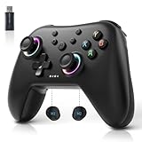 AceGamer 2.4G Wireless Bluetooth Controller für Windows PC/Switch/Stem/iOS/Android，PC Gamepad Joystick mit Hall-Effekt Joystick, programmierbare Rücktaste, Linear Resonant Actuator (Schwarz)