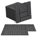 ISOISL 55er Set WPC Terrassenfliesen, 30x30cm Balkonfliesen Klickfliesen, WPC Fliesen für 5m², Bodenbelag mit Drainage und Klicksystem, Terrassendielen Wasserfest, für Balkon Terrasse,