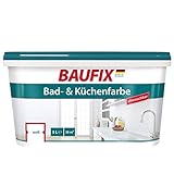 BAUFIX Bad- und Küchenfarbe, 5 Liter, Badfarbe weiß antischimmel, Küchenfarbe abwaschbar, atmungsaktive Farbe für Bad/Küche/WC