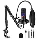 NEEWER USB Gaming Mikrofon,Plug&Play One Click Mute and Gain, Computer Kondensator Mikrofon für PC MAC PS4 PS5,Upgraded Boom Stand Vibrating Mount Cool Lights für Streaming Twitch Online Chat(CM20)