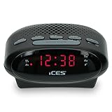 iCES ICR-210 Uhrenradio - Radiowecker mit 2 Weckzeiten - PLL FM - Schlummerfunktion - Sleeptimer - Gangreserve - schwarz, klein, ICR-210 Schwarz