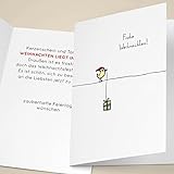 100er Set Süße Unternehmen Weihnachtskarten mit Geschenke Vögelchen in Weihnachts-Mütze, mit ihrem Innentext (Var1) drucken lassen geschäftlich & privat: Frohe Weihnachten