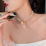WANGJ Vintage Perle Choker Halskette Für Frauen Mode Sommer Weiß Nachahmung Perlenketten Trend Elegante Hochzeitsschmuck