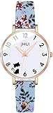 JZDH Armbanduhr, Einfache Temperament-Damenuhr. Damenuhr. Gedruckte Digitale kleine Zifferblatt-Quarz-Uhr