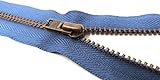 YKK nicht teilbarer Reißverschluss mit Zipper aus Metall in antik Gold 839 Jeansblau 12 cm