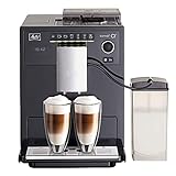 Melitta Coffeo Ci E970-103, Kaffeemaschine, gemahlener Kaffee und Granu, personalisierbar, Milchbehälter, automatische Reinigung, 15 Bar, Schwarz, 1400 W, 1,8 Liter, Kunststoff (generalüberholt)