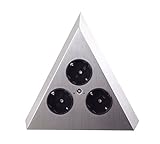 THEBO-Licht Steckdosenelement ST 3007-C in Pyramidenform und 3 Anschlüssen / Ecksteckdosen / Edelstahl-Steckdosenleiste / Steckdosen
