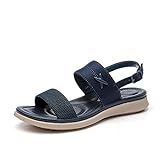 Ladies Sandals Summer Buckles Leisure Beach Massage Lightweight Wear-Resistant Comfortable Large-Size Flat-Bottomed Round Head Microfiber Lining Sweat-Absorbing Breathable Slippers