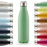 Blumtal Trinkflasche Edelstahl 350ml - auslaufsichere Thermosflasche Charles, BPA-frei, stundenlange Isolation von Warm- und Kaltgetränken,, summer green - grün