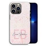 Personalisierte Handyhülle für Apple iPhone 11 (2019) (A2221) (6,1 Zoll), Custom Plastic Hard Phone Cover Rose Pink Initialen Name Baby Pink Marble Phone Case Initial Phone Case