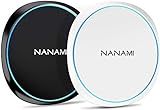 NANAMI Wireless Charger Ladepad, [2-Pack] Qi Induktive Ladestation für iPhone 12 pro 12 11 XS Max XR X 8 Plus, Schnelles Kabelloses Ladegerät für Samsung Galaxy S21 S20 S10 S9 S8+ S7 Note 20, Airpods