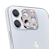ICARER Bling Kamera Linse Schutzfolie für iPhone 12 Pro Max 2020, Diamant Kamera Objektivschutz Dekorationen Aufkleber Linse Protector Cover für Apple iPhone 12 Pro Max (Roségold)