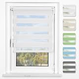 Doppelrollos Klemmfix ohne Bohren für Fenster Tür Weiß 70x130