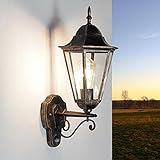 Licht-Erlebnisse Außenlampe mit Bewegungsmelder Glas Aluminium in Schwarz-Kupfer IP44 Garten Hof B:20,3 cm E27 Laterne Outdoor Wandlampe BRISTOL