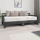 LEDSIX Möbelset Ausziehbares Tagesbett Grau Massivholz Kiefer 2x(90x200) cm Betten & Zubehör