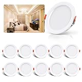LED Einbaustrahler 230V 10er Set, OUILA LED Spot 5W 500LM IP44 Einbauleuchten 4000K Ultra Flach Deckenstrahler für Badezimmer Küche W