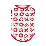 Fitwarm XOXO Haustier-Kleidung für den Valentinstag, 100 % Baumwolle, für Mädchen und Welpen, gemütliches Outfit für Hunde, romantische Katze, rotes Herz, Hunde-Shirt, Weste, Rosa, Größe M