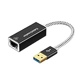 CableCreation USB WLAN Adapter, USB 3.0 auf RJ45 Ethernet-Gigabit Adapter mit 10/100/1000 Mbit/s, USB Netzwerkadapter für Windows, Mac, MacOS, Linux, Aluminium/Schwarz & Weiß