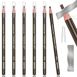 Waterproof Eyebrows Pencil Tattoo Makeup And Microblading Supplies Kit-Permanent Eye Brow Liners In 5 Colors Waterproof Eyebrow Pencils Peel - Brow Pencil Set For Marking (6 Dark Brown)