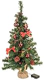 Bambelaa! Weihnachtsbaum Künstlich Mit Beleuchtung Geschmückt Tannenbaum Dekoriert Christbaum Beleuchtet LED 75cm Rot