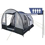 CampFeuer Zelt Smart für 4 Personen | Schwarz/Blau/Grau | Großes Tunnelzelt mit 3 Eingängen, 2000 mm Wassersäule | Herausnehmbare Trennwand | Gruppenzelt, Campingzelt, Familienzelt