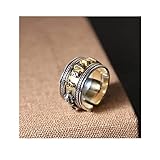 NJKM S925 Sterling Silber Ring Modeschmuck Unisex Vintage Thai Silber Taoistische Schrift Verstellbare Ring (Color : Men's)