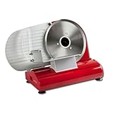 Metall-Brotschneidemaschine, Schneidemaschine in rot mit gezahnten Schneidemesser, 22cm Durchmesser