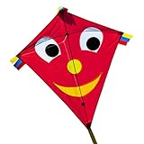 CIM Kinder-Drachen - Happy Eddy RED - Einleiner-Flugdrachen für Kinder ab 3 Jahren - 65x74cm - inkl. Langer Drachenschnur und DREI Bandschwänzen