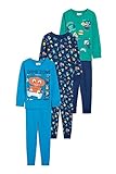 C&A Kinder Jungen Pyjama Multipack Relaxed Fit Unifarben|Motivprint|Bedruckt blau 98