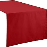 REDBEST Tischdecke, Tischläufer Uni Seattle, 100% Baumwolle - Robustes, glattes Gewebe, mit hochwertigem Kuvertsaum, rot Größe 50x150 cm (weitere Farben, Größen)