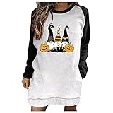 iHENGH Damen Casual Spleißen Pullover Halloween Print Mode Lose Lange Pullover(Schwarz-6, 3XL)