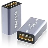VCELINK HDMI Kupplung 8K, HDMI Buchse auf Buchse Verbinder 2.1, Unterstützt 8K@@60Hz/ 4K@@120Hz UHD,7680 * 4320 Auflösung, 3D, HDR, eARC für Laptop, PCs, Monitor, Roku TV, 2 Stück