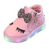 WEXCV Kinder Baby, Kleinkind Mädchen Kristall Bowknot LED leuchtende Stiefel Sportschuhe Turnschuhe (EU:28, rosa)