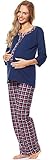 Be Mammy Damen Schlafanzug Stillpyjama 1N2TT2 (Dunkelblau, 40 (Herstellergröße: L))