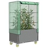 Hochbeet mit Aufsatz und Rollen Rattan-Optik 80x50x182 cm, Xichuzi Palettenrahmen, Hochteich, Gemüsebeet, Kräuterregal Balkon, Blumenbeet, Kräuterspirale, Tomatenbeet, Pflanzhochbeet - 4015864