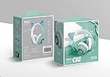 Kopfhörer Bluetooth Kinder Mädchen Katzenohr Kopfhörer Over-Ear mit LED-licht Faltbare Stereo Kopfhörer Kabellose,