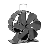 Compasty 6 Flügel, hitzebetriebener Ofenventilator, schwarz, für Kaminholz, Holzbrenner, freundlich, leiser Ventilator, effiziente Wärmeverteilung