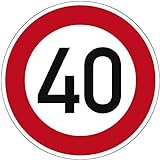 Verkehrszeichen Zulässige Höchstgeschwindigkeit 40 Nr. 274-40 | Ø 420mm, Alu 2mm, RA1 | Original Verkehrsschild nach StVO mit RAL Gütezeichen | Dreifke®