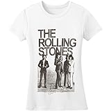 Rolling Stones Est 1962 Group Photo offiziell damen Nue Weiß Skinny Fit T Shirt, Weiß (White), XL