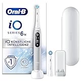 Oral-B iO Series 6 Elektrische Zahnbürste/Electric Toothbrush, 2 Aufsteckbürsten, 5 Putzmodi für Zahnpflege, Magnet-Technologie, Display & Reiseetui, Geschenk Mann/Frau, Designed by Braun, grey opal