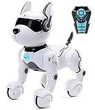 Top Race Ferngesteuertes Roboterhund mit Licht und Sound, Interaktives Hundespielzeug, Ferngesteuerter Welpen Roboter tanzt intelligent zum Beat, elektronisches Haustier für Kinder von 3,4,5,6,7,8,9