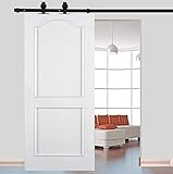 Ejoyous 183/200 cm Schiebeschiene für Tür in Blumenform, Riemenscheibe aus Edelstahl, Schiebetür-Set für Schiebetüren, Industrie-Set, Hängetür, schwarz
